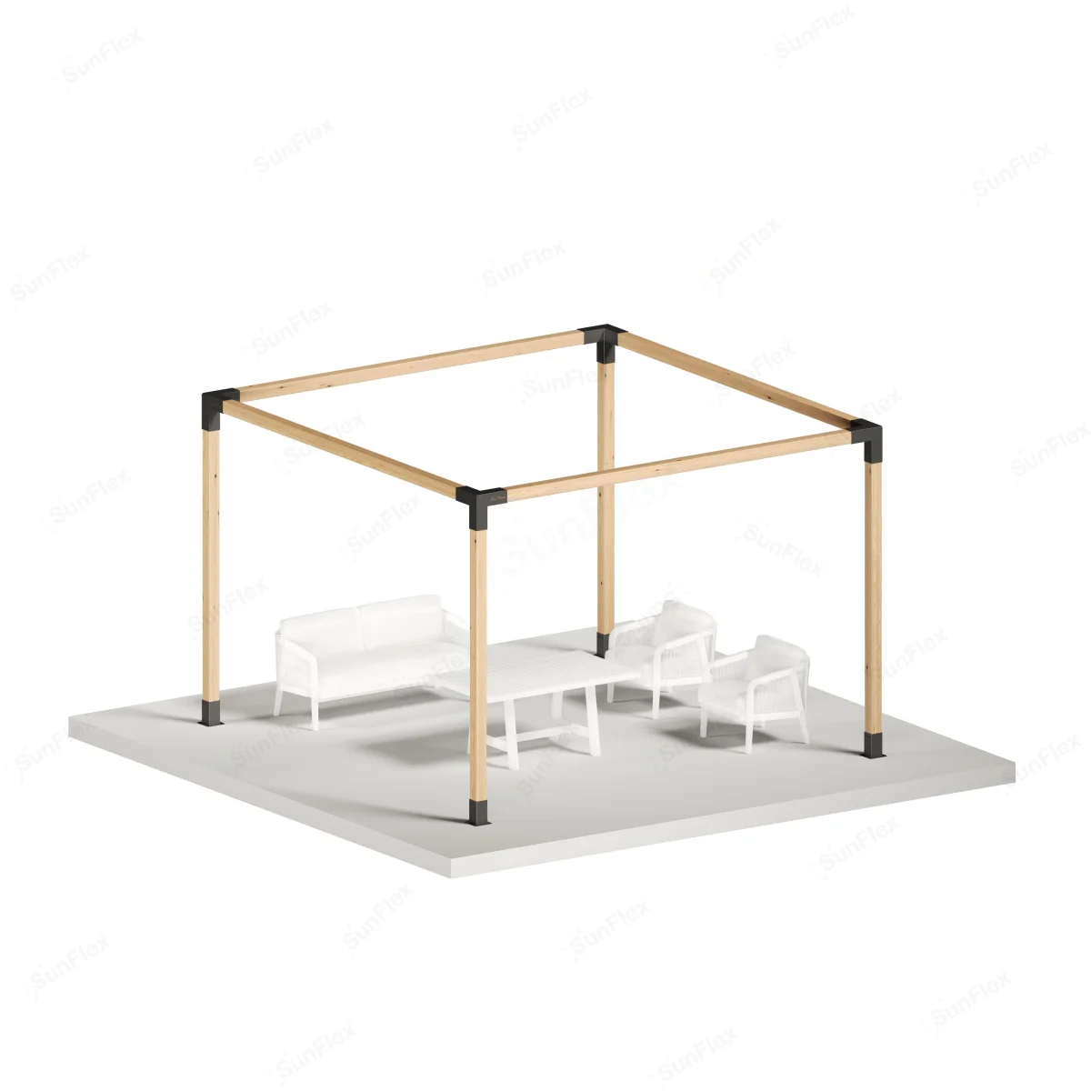 300x300 Single-Section Wooden Pergola Kit with 9x9 Wooden Posts Included