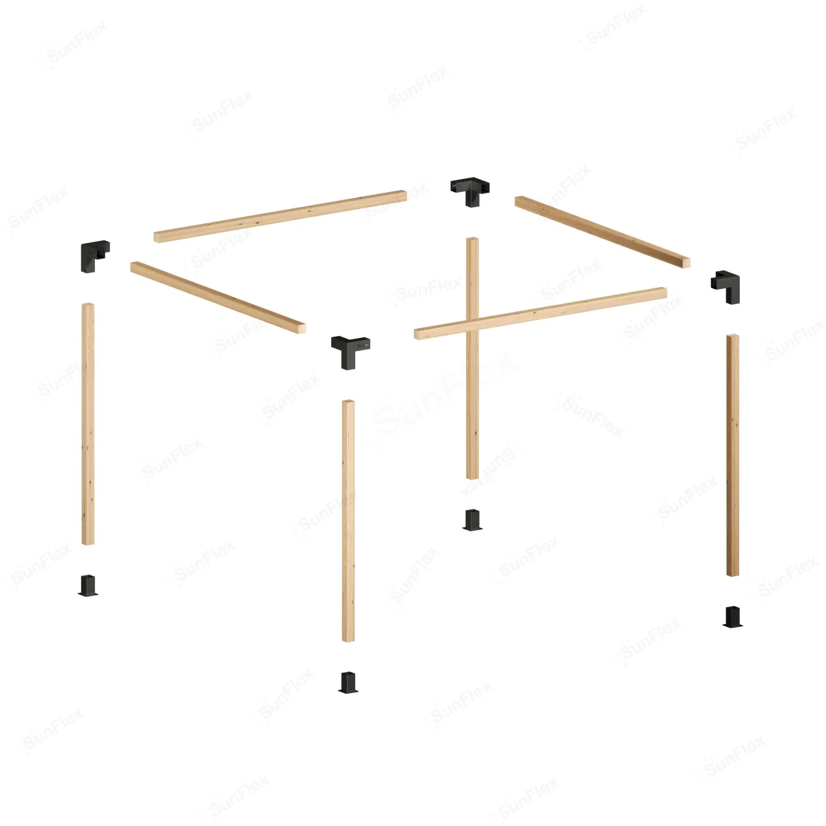 300x300 Single-Section Wooden Pergola Kit with 9x9 Wooden Posts Included