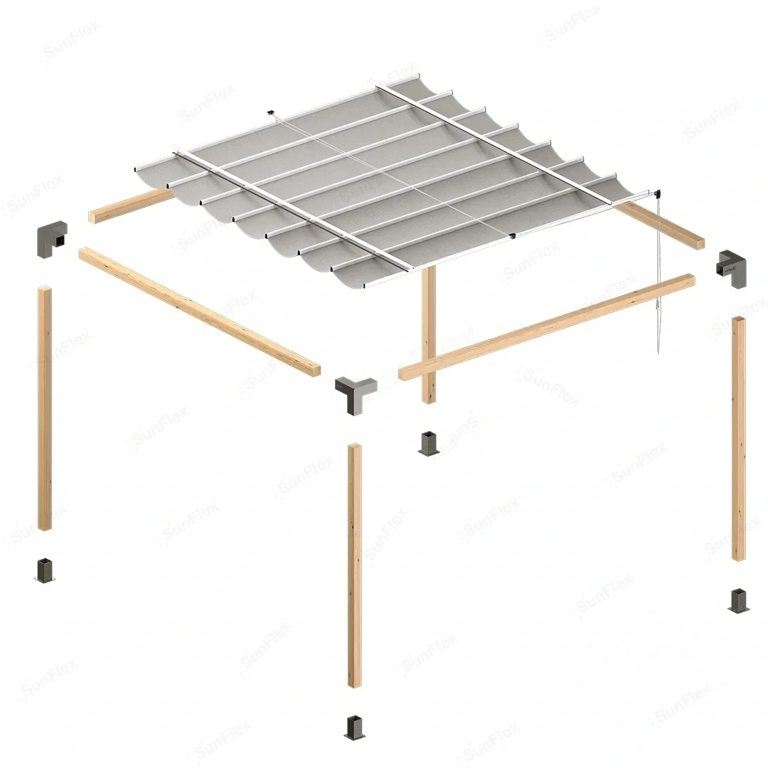 Platin 400x400 cm Klasik Pergolalar için Yağmurluk Kumaşlı