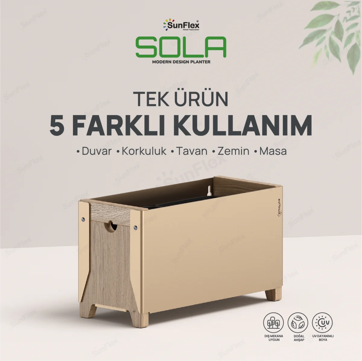 Sola Çiçeklik - 35cm - Bej