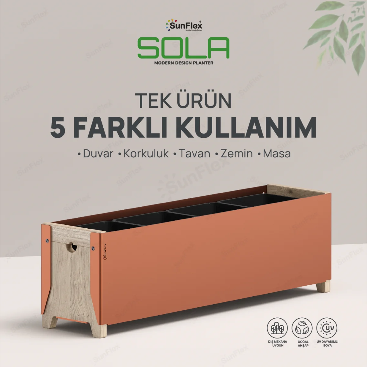 Sola Çiçeklik - 65cm - Kiremit