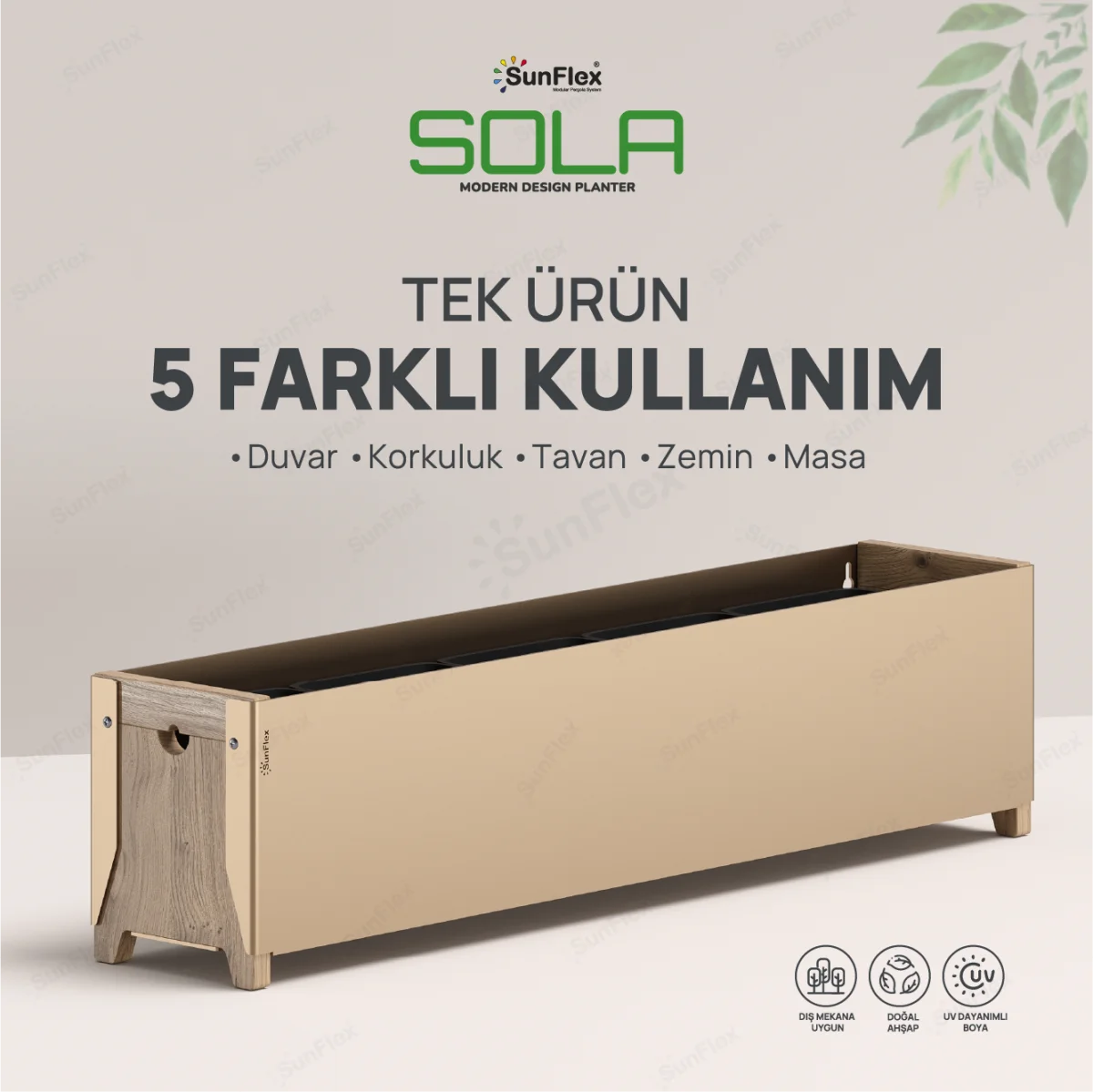 Sola Çiçeklik - 80cm - Bej