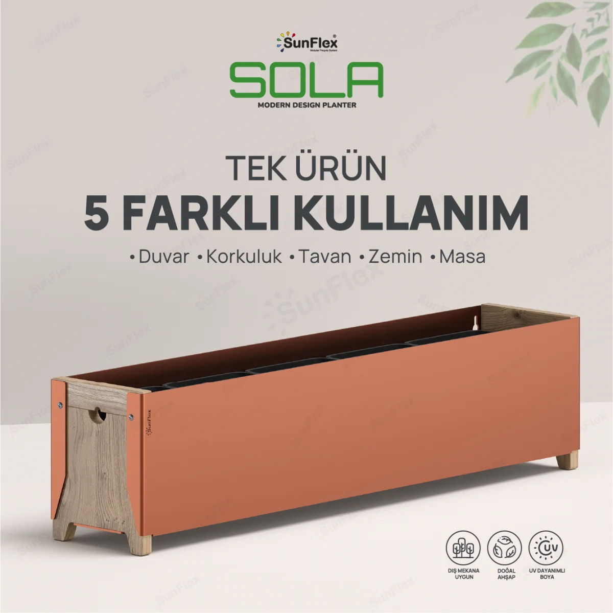 Sola Çiçeklik - 80cm - Kiremit