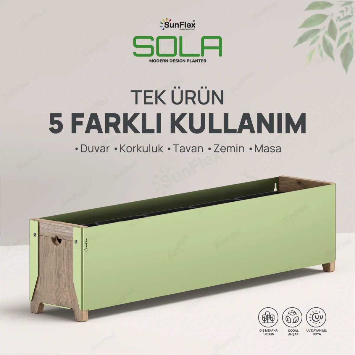 Sola Çiçeklik - 80cm - Yeşil