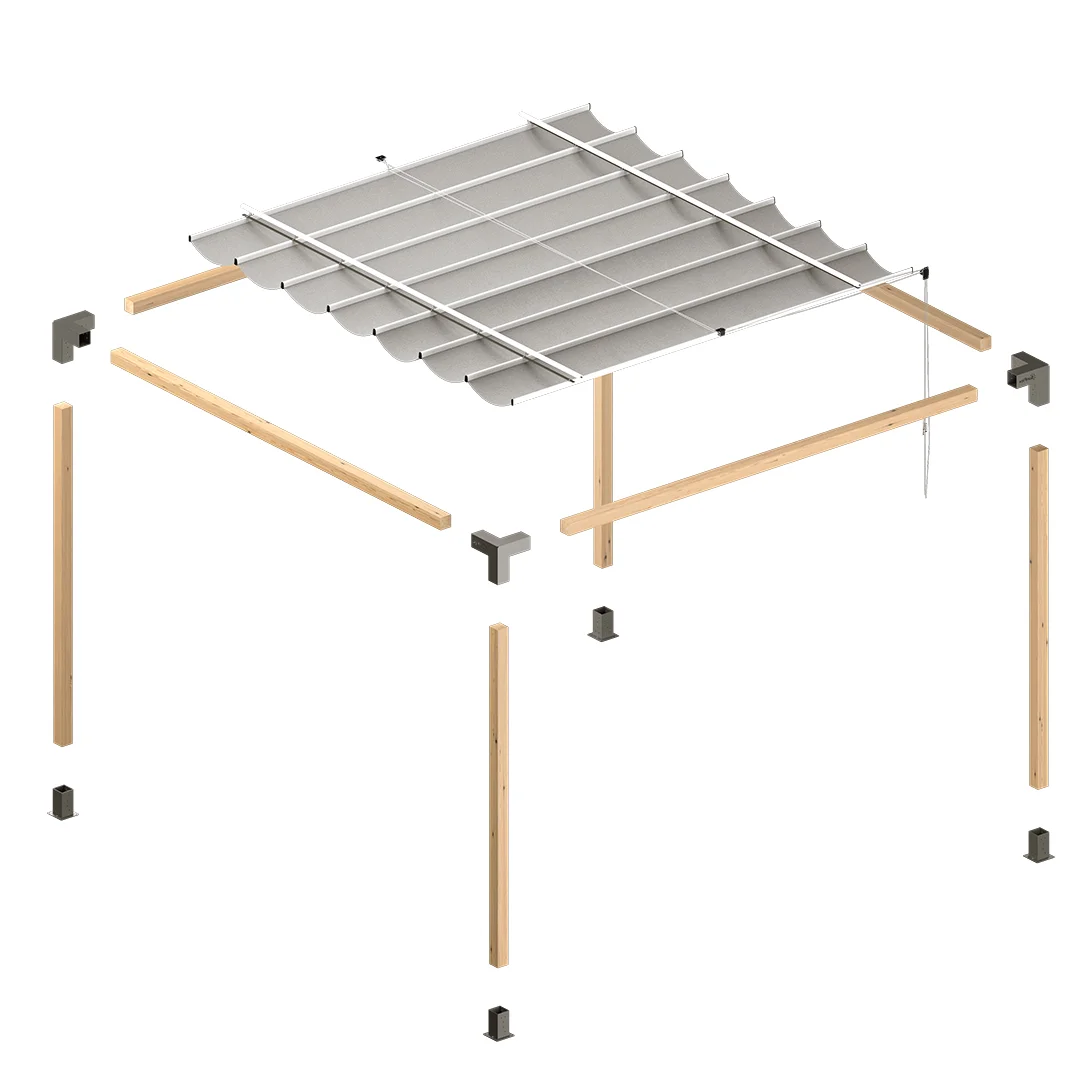 Aluminum Rail/Wheel Accordion Pergola Awning