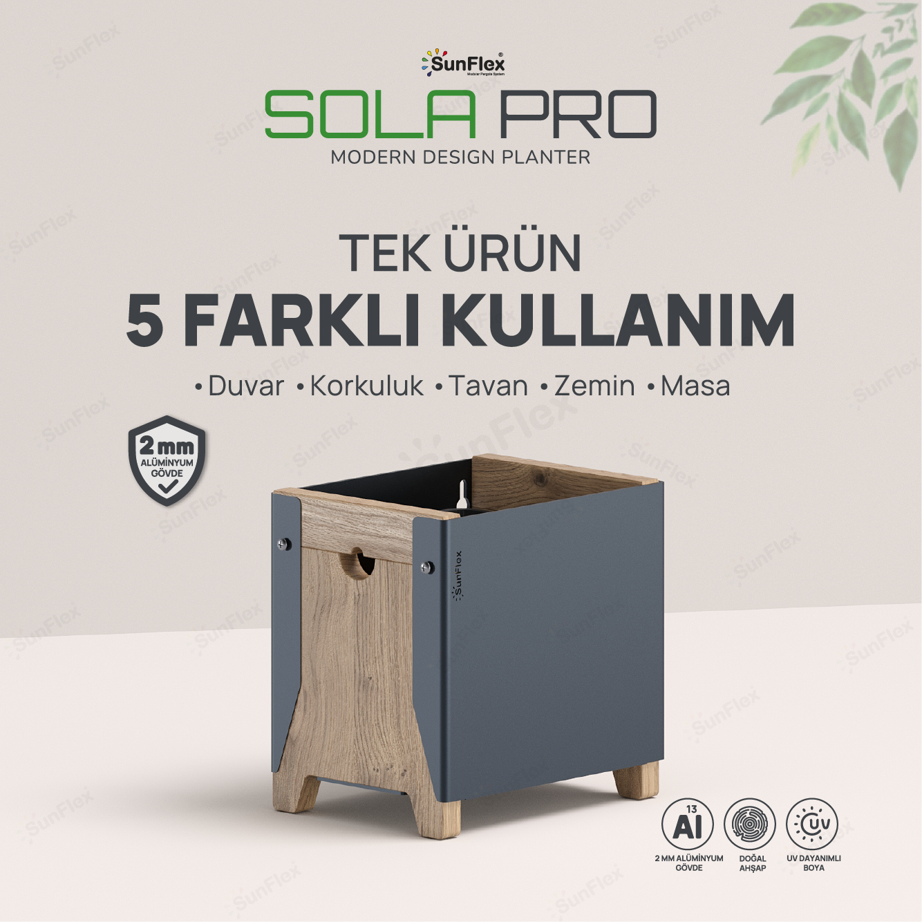 Sola Pro Planter - 20cm - Antrasit