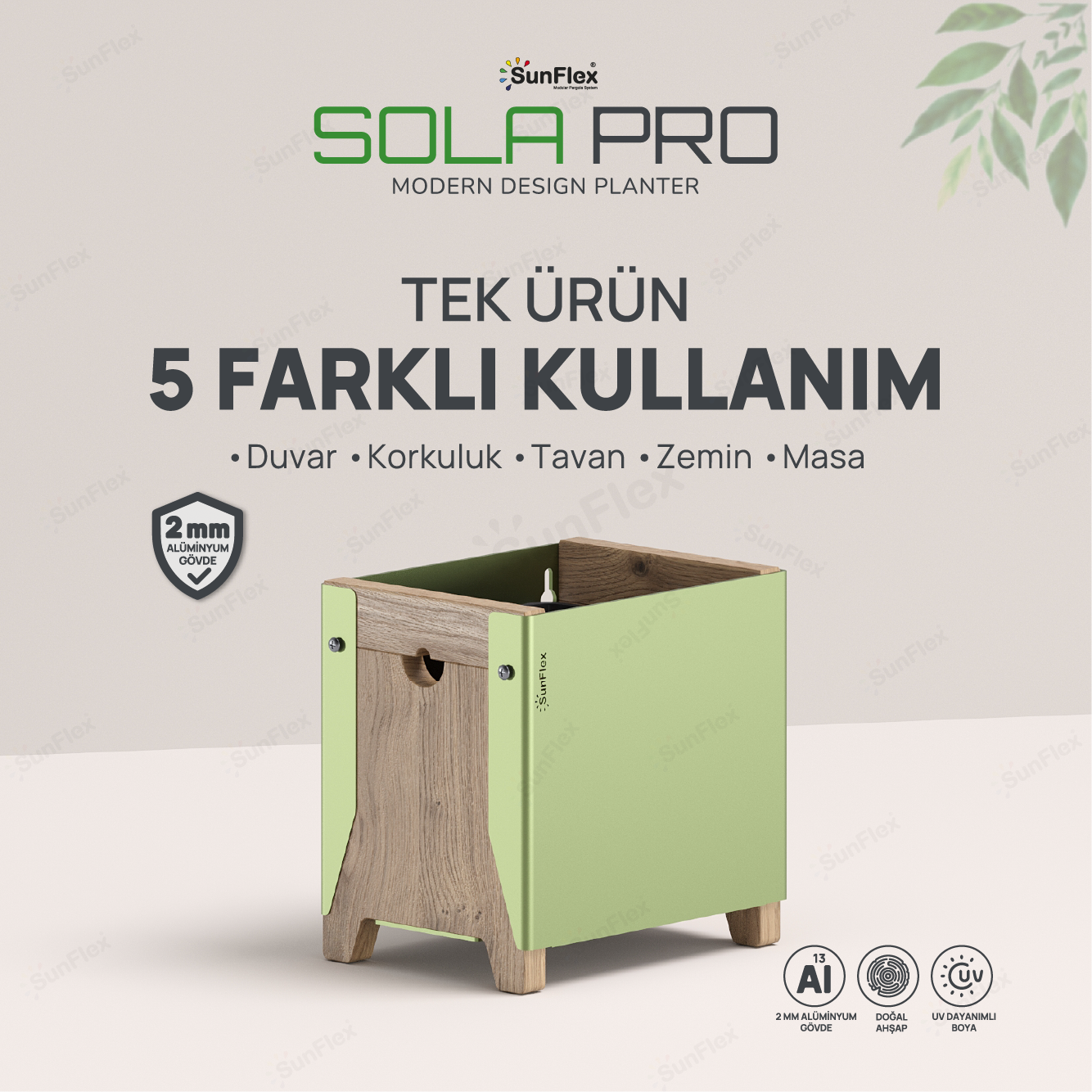 Sola Pro Planter - 20cm - Yeşil