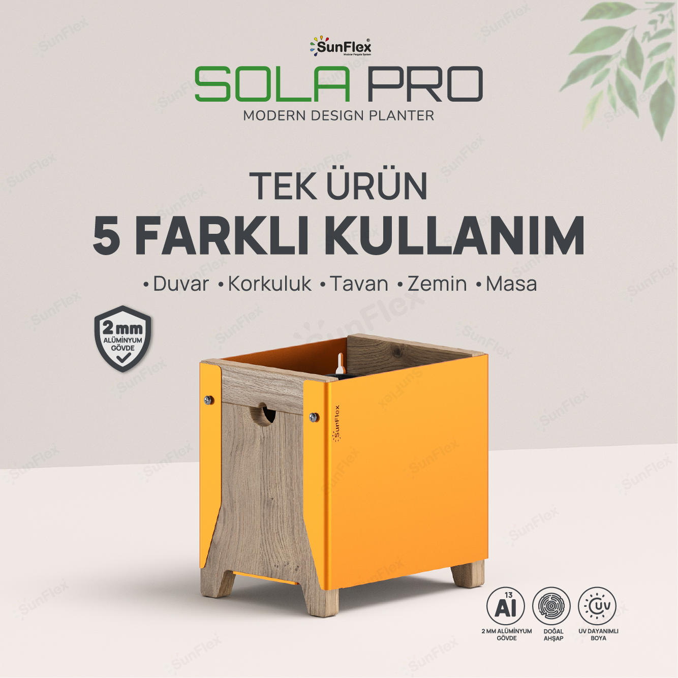 Sola Pro Planter - 20cm - Bal Sarısı