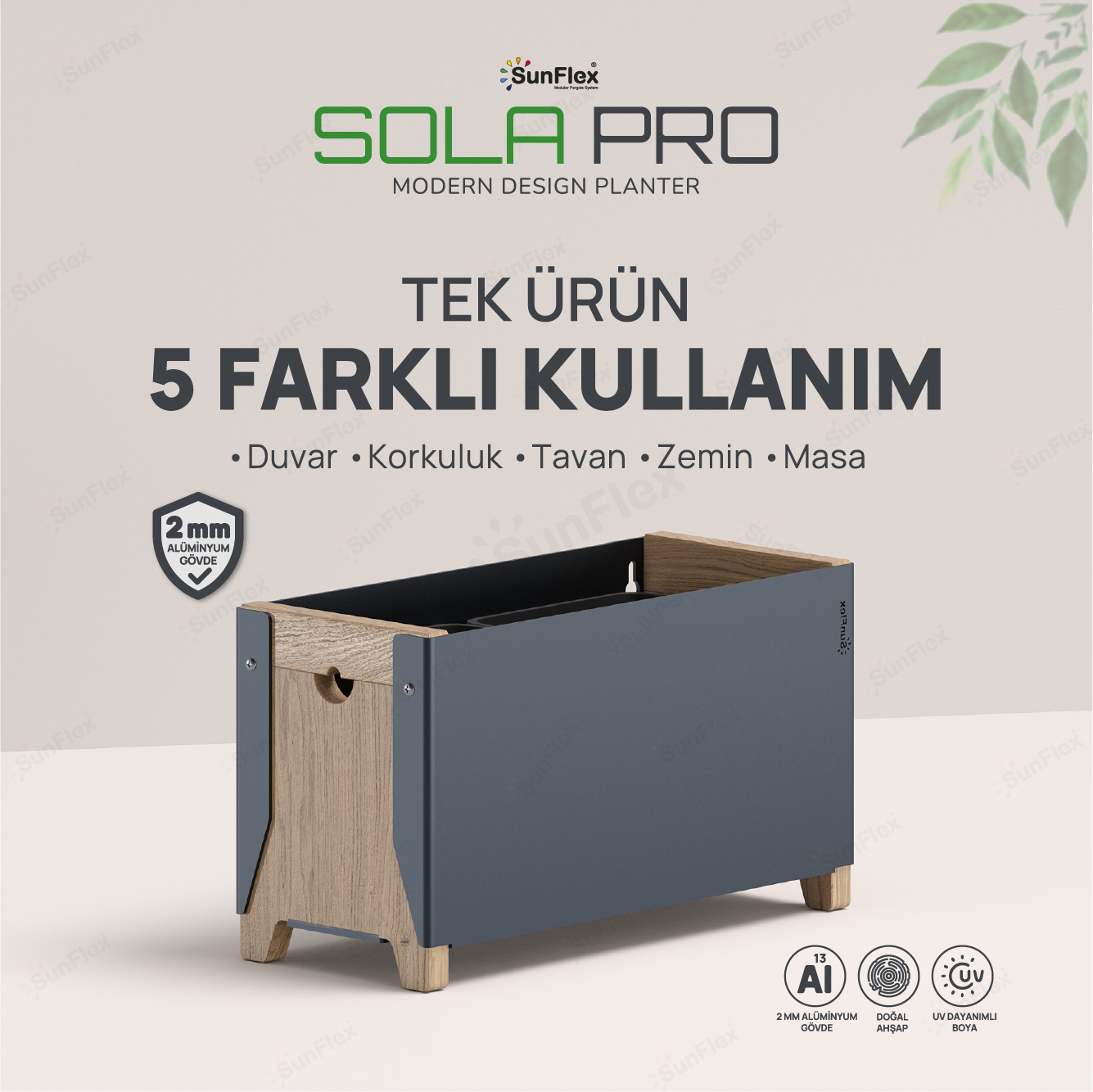Sola Pro Çiçeklik - 35cm - Antrasit
