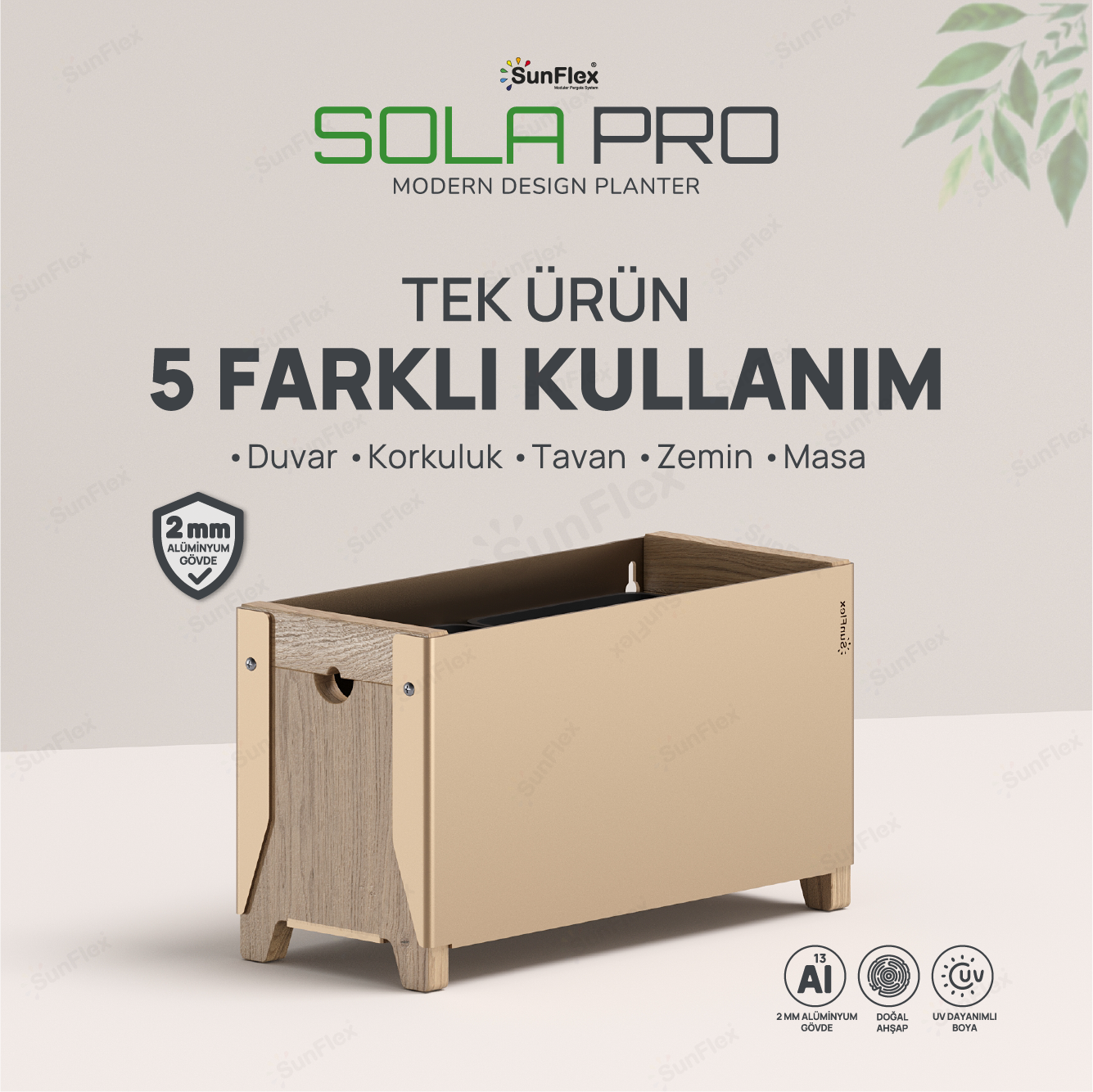 Sola Pro Planter - 35cm - Bej