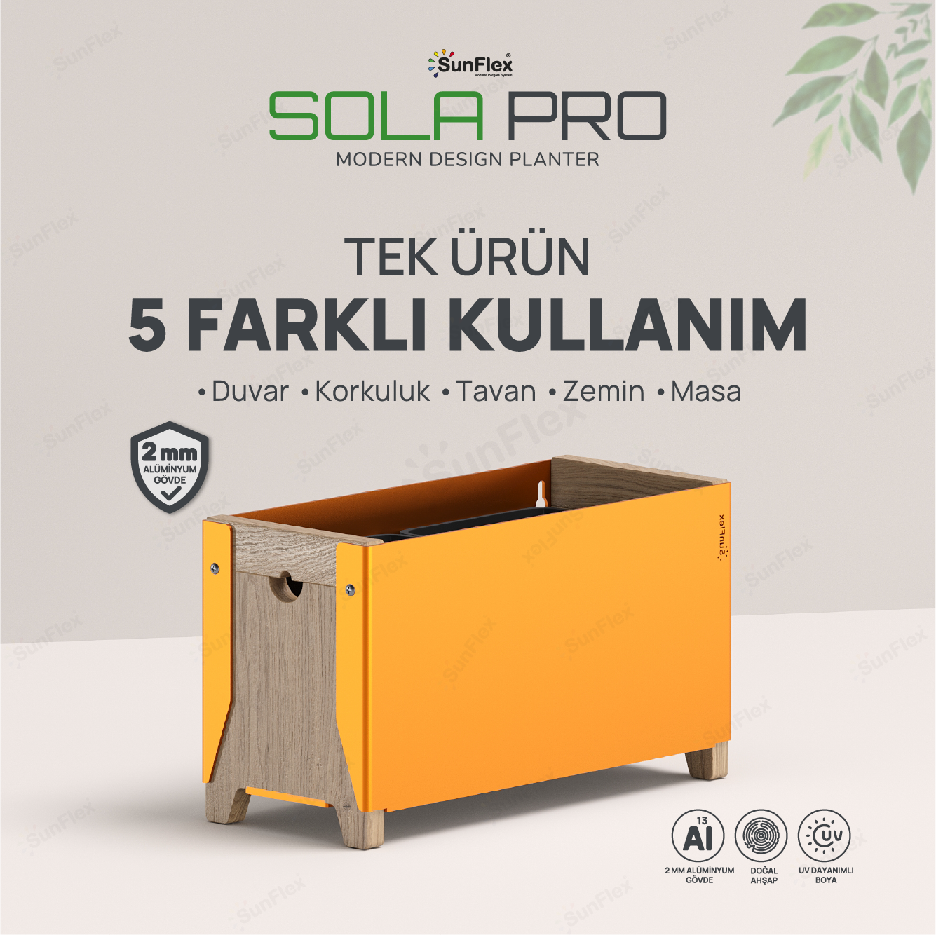 Sola Pro Planter - 35cm - Bal Sarısı