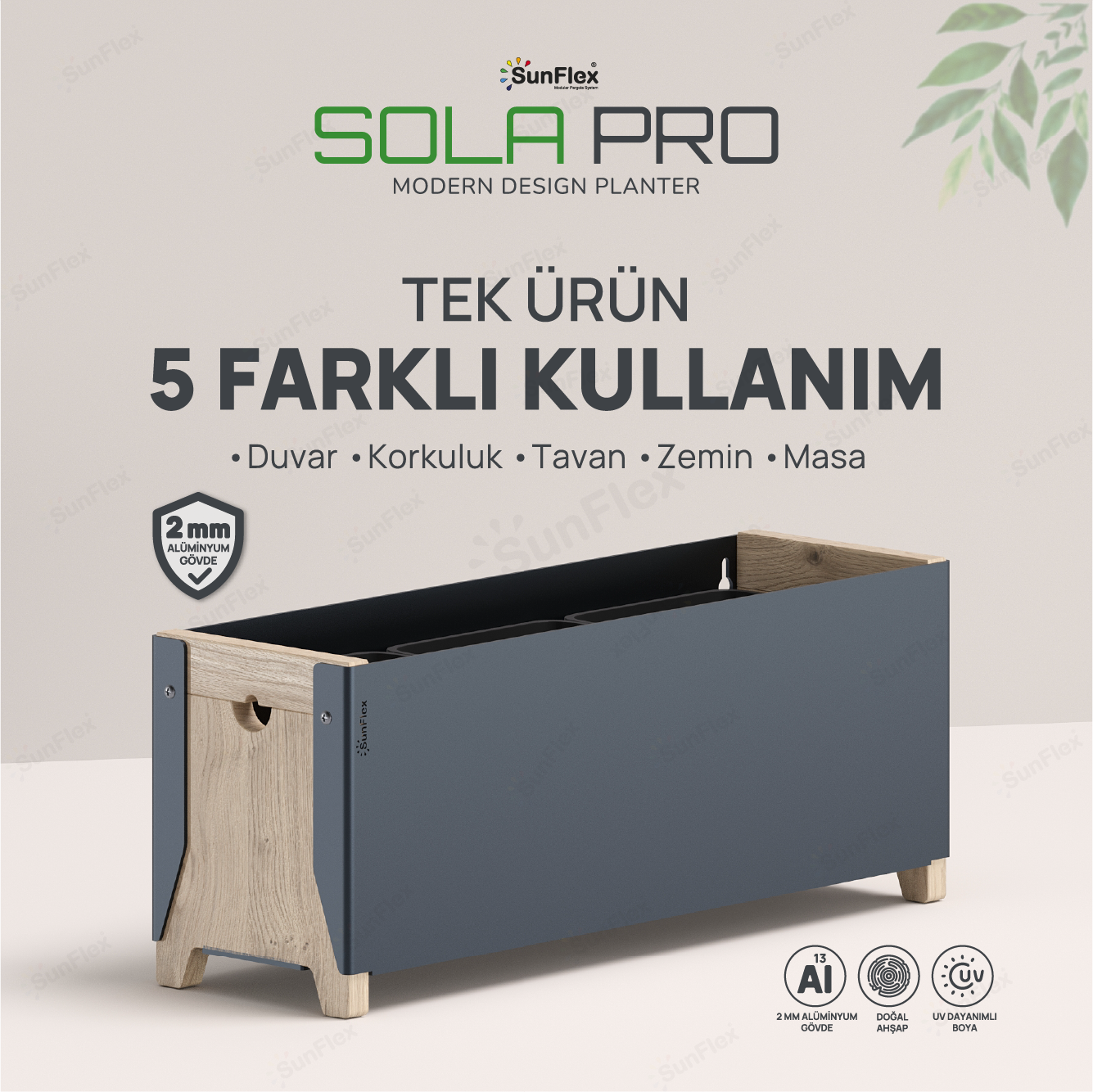 Sola Pro Planter - 50cm - Antrasit
