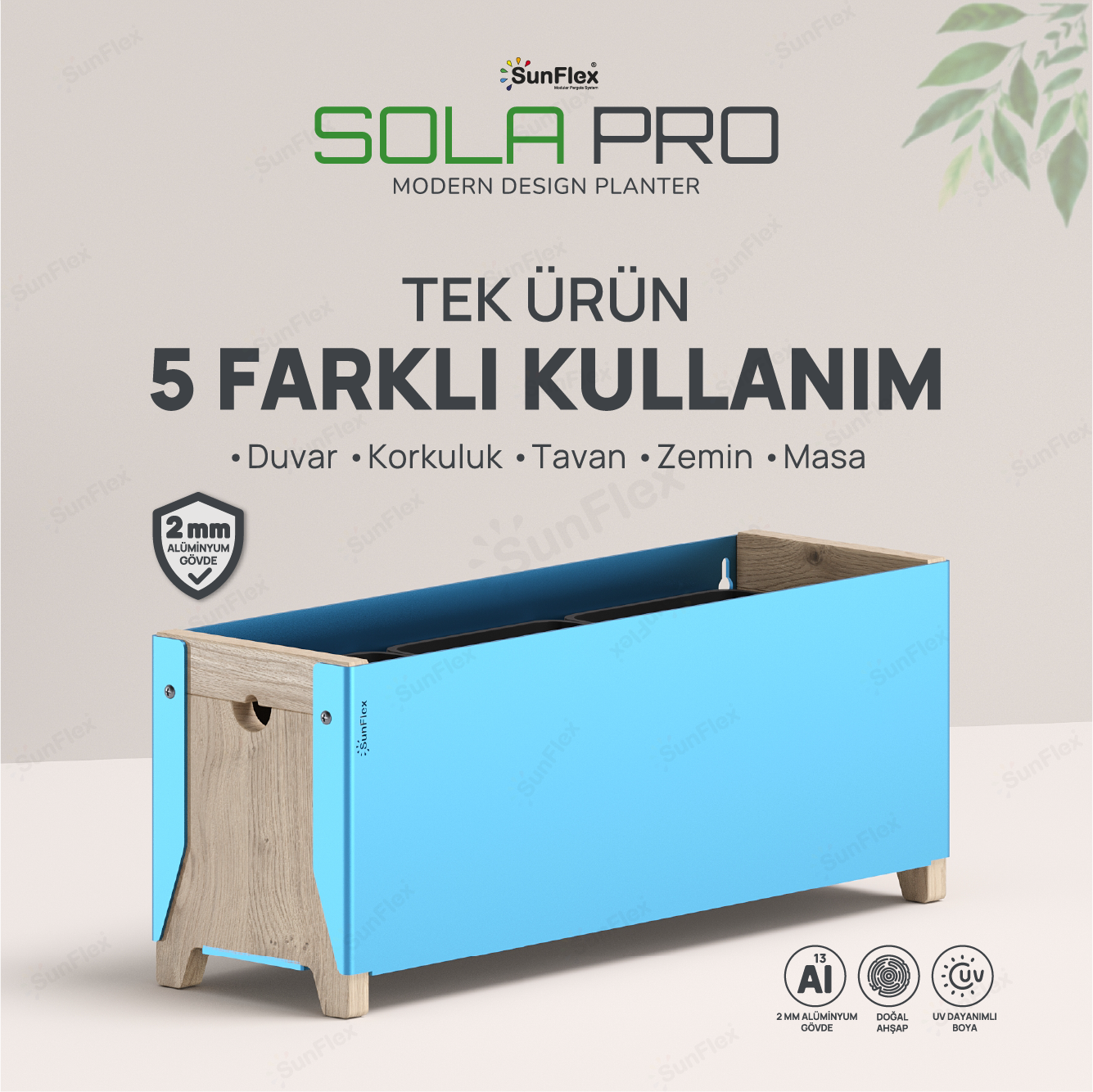 Sola Pro Planter - 50cm - Mavi