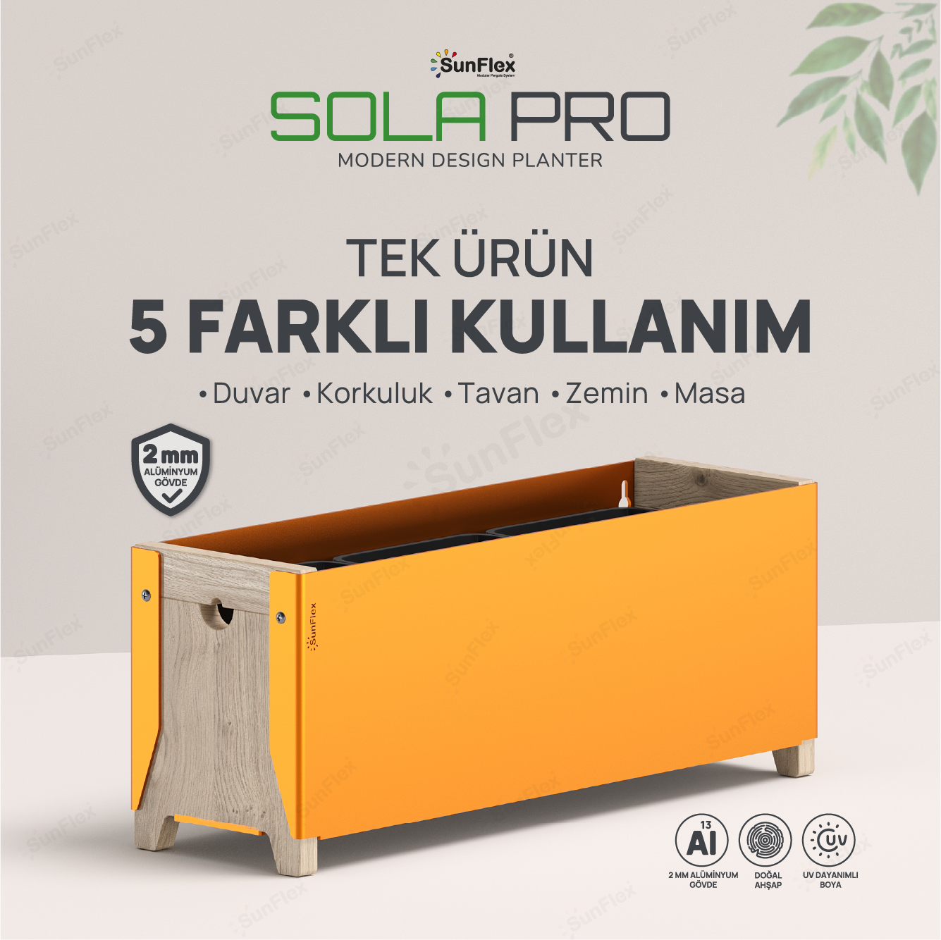 Sola Pro Planter - 50cm - Bal Sarısı