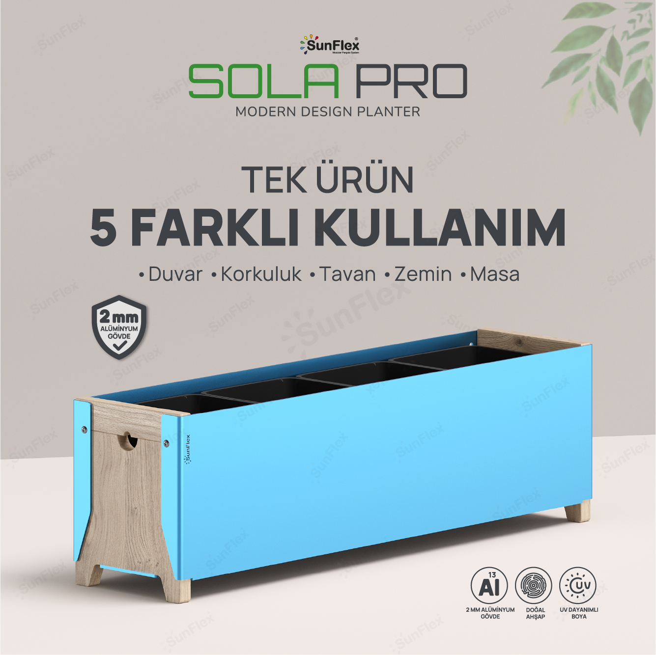 Sola Pro Planter - 65cm - Mavi