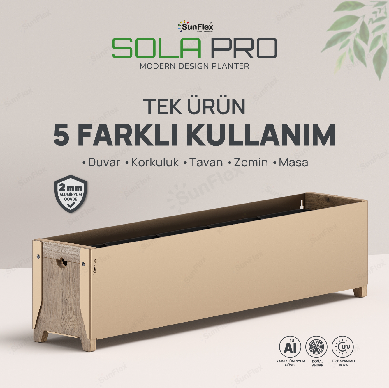 Sola Pro Planter - 80cm - Bej
