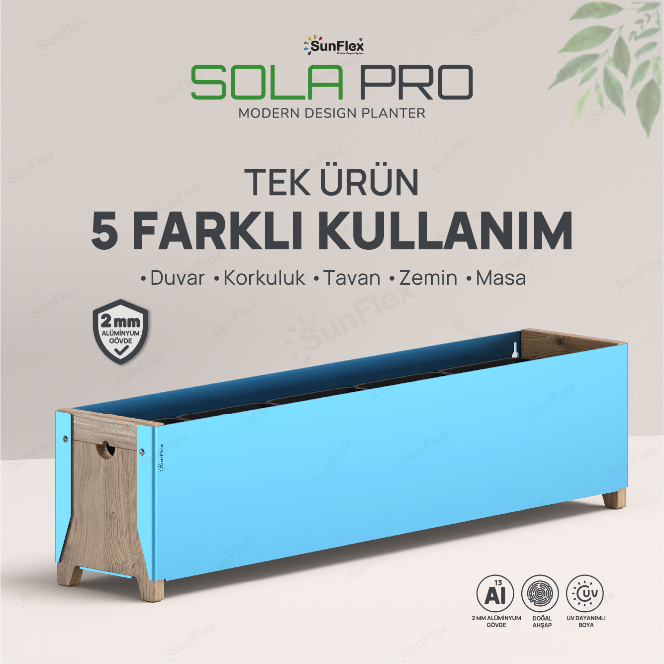 Sola Pro Planter - 80cm - Mavi