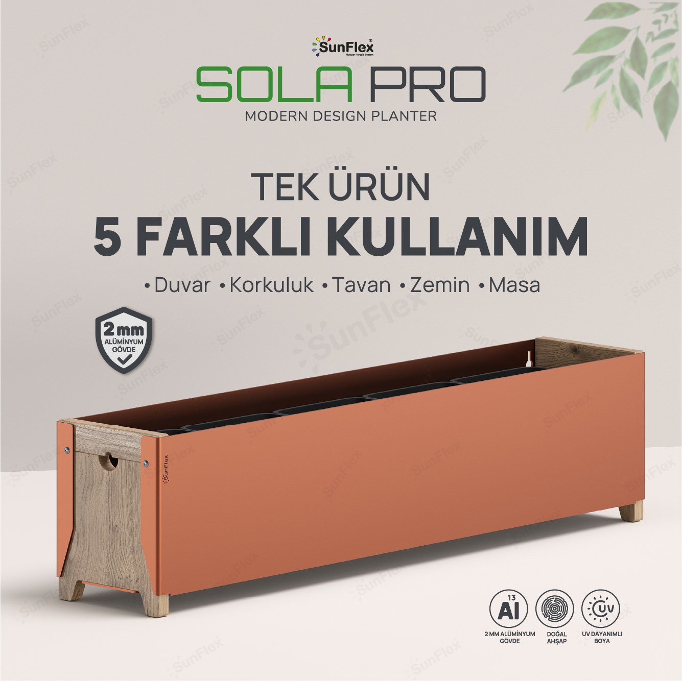 Sola Pro Planter - 80cm - Toprak