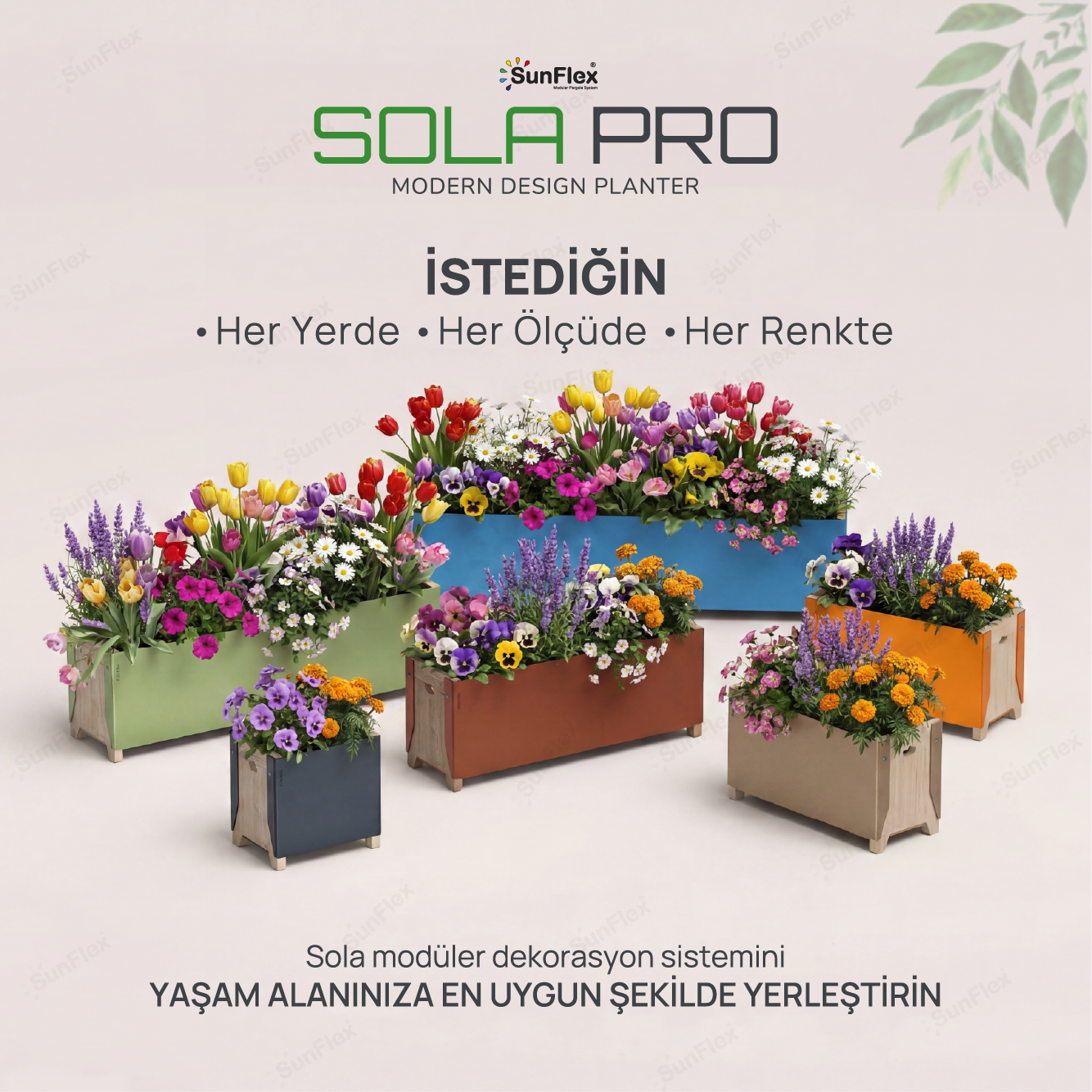 Sola Pro Planter - 80cm - Bej