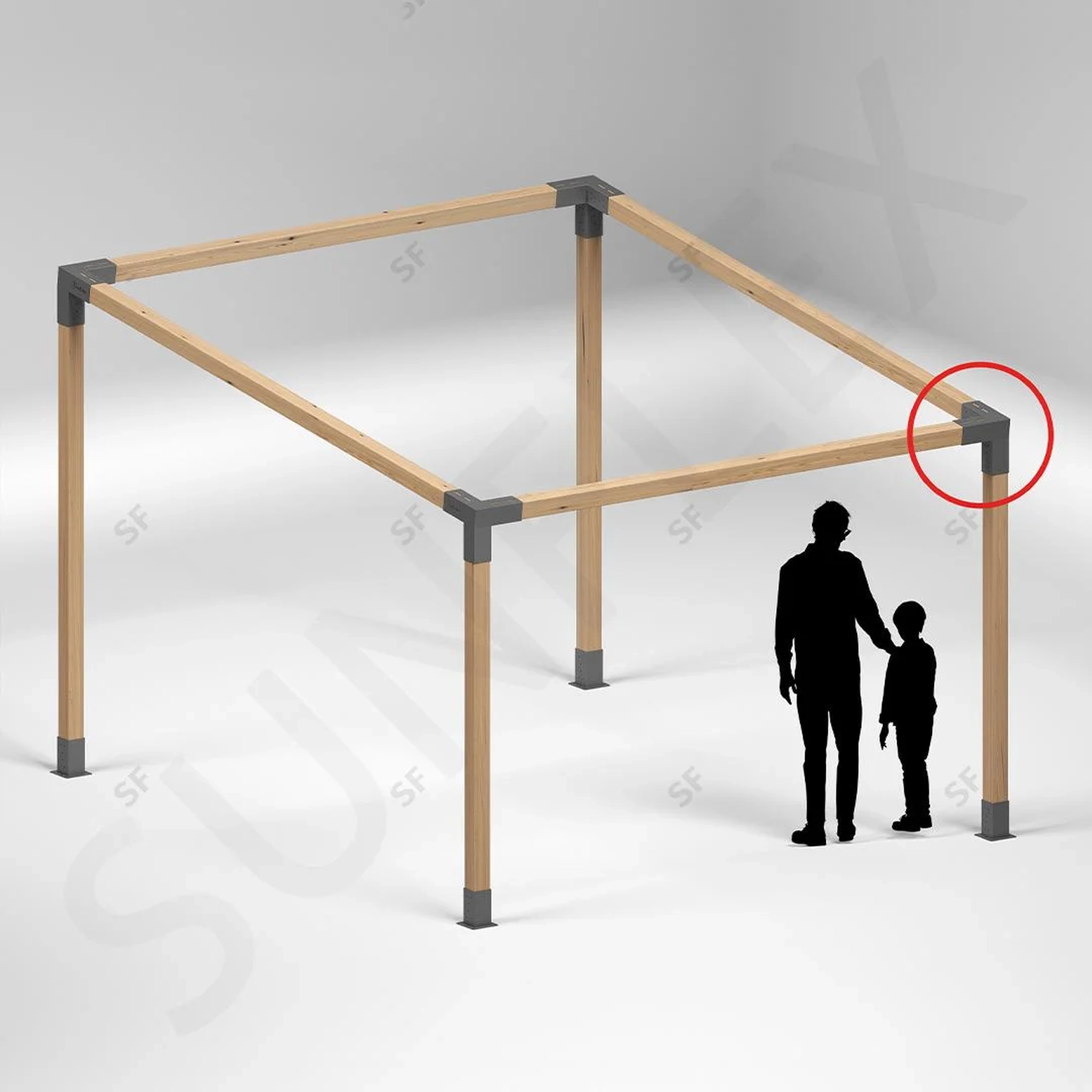 3 Arm Right Long Corner Connection