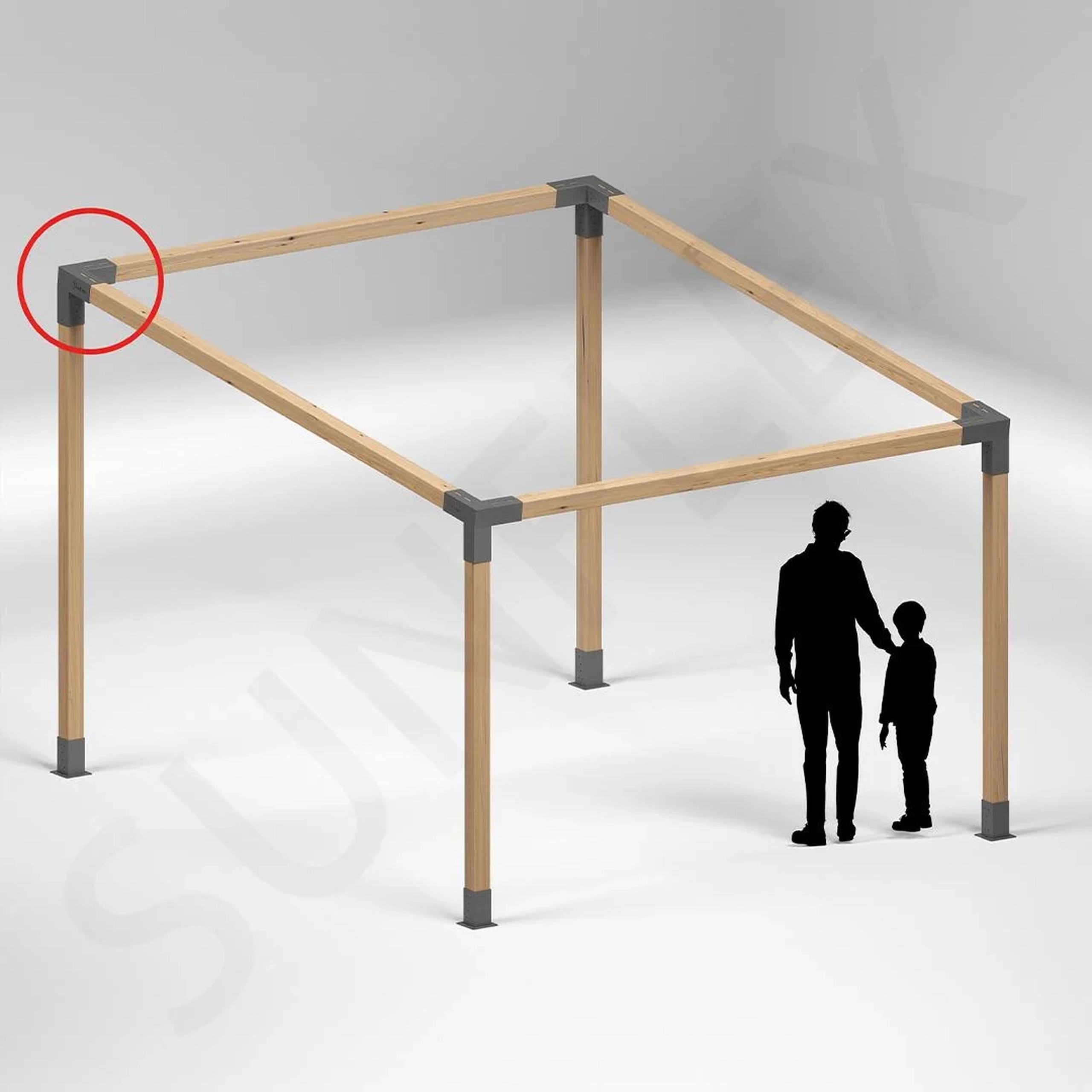3 Arm Left Long Corner Connection
