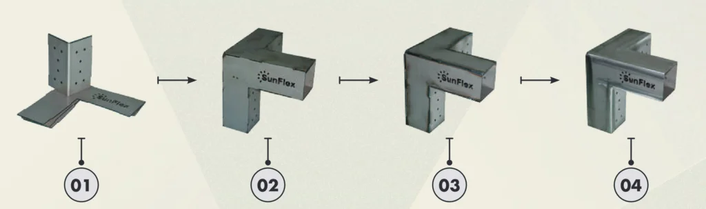 Sunflex Pergola Bracket Manufacturing Stages