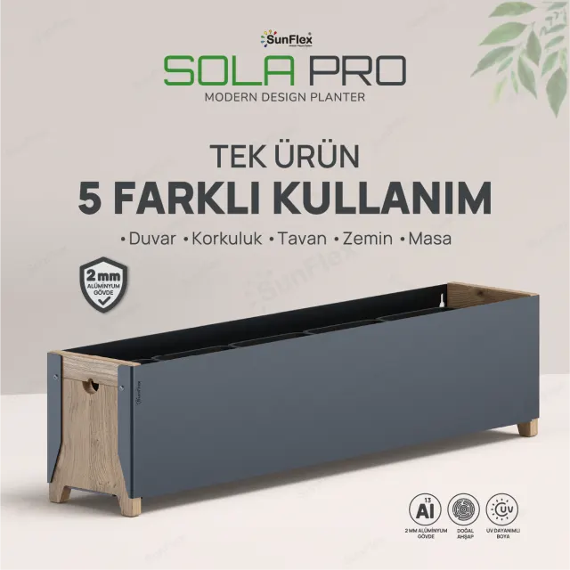 Sola Pro Planter - 80cm - Antrasit