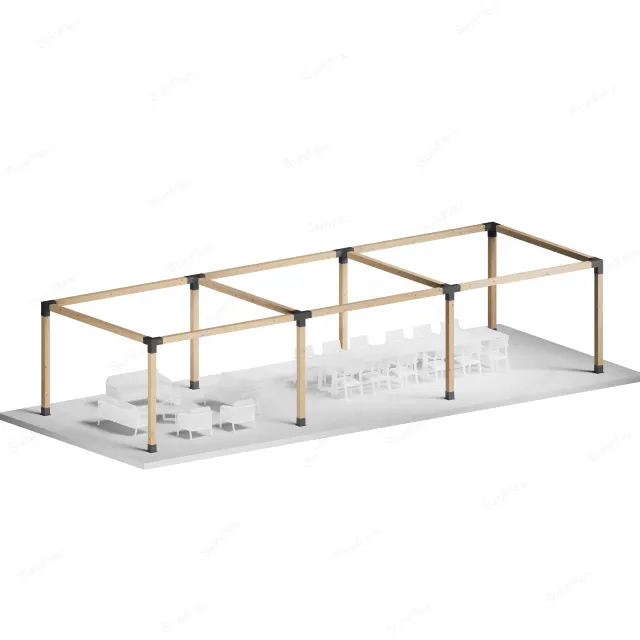 300x900 cm Three Sections 14x14 cm Section Wood Included