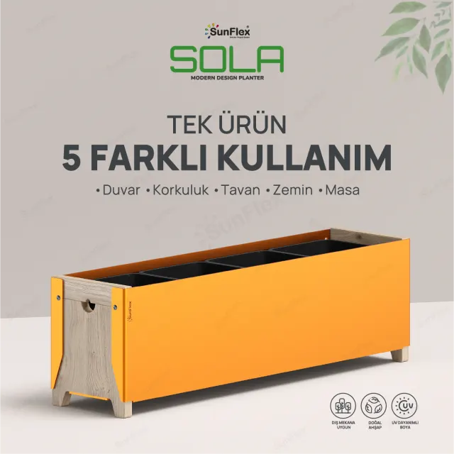 Sola Planter - 65cm - Turuncu