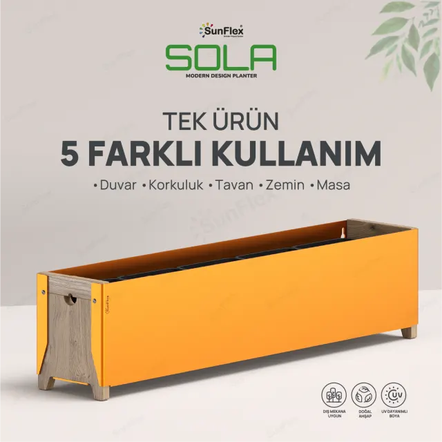 Sola Planter - 80cm - Turuncu