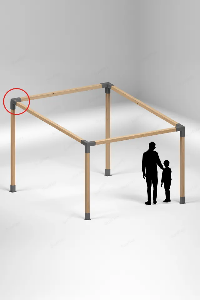 3 Arm Left Long Corner Connection