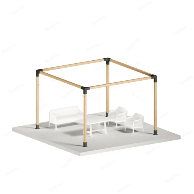300x300 Single-Section Wooden Pergola Kit with 9x9 Wooden Posts Included