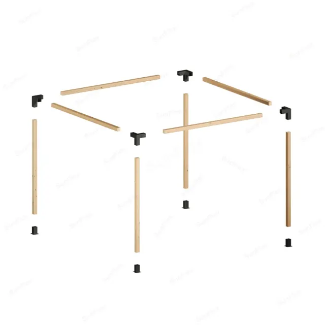 300x300 Single-Section Wooden Pergola Kit with 9x9 Wooden Posts Included