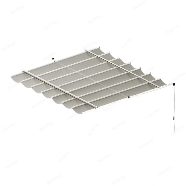 Aluminum Rail/Wheel Accordion Pergola Awning