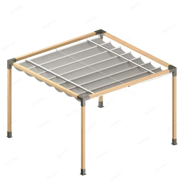 Aluminum Rail/Wheel Accordion Pergola Awning