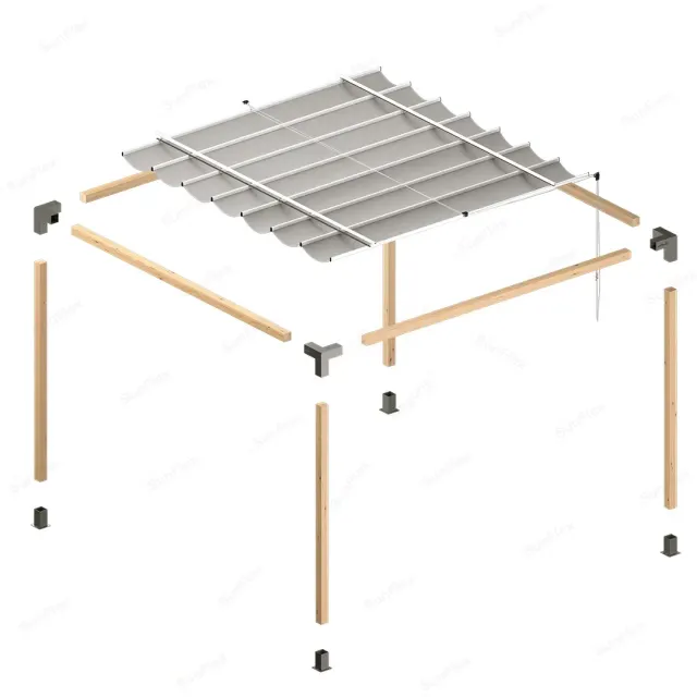 Aluminum Rail/Wheel Accordion Pergola Awning